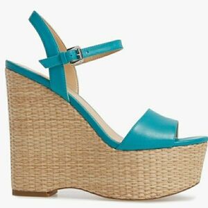 Michael Kors Fisher Leather Wedge, Turquoise 8.5